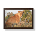 Framed Print, Stunning Lioness Wildlife Decor, Nature Inspired Print